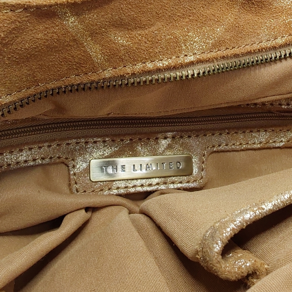 'THE LIMITED' GOLDEN GODDESS LEATHER HOBO STUDDED SHOULDER BAG TOP-ZIP - Picture 3 of 15